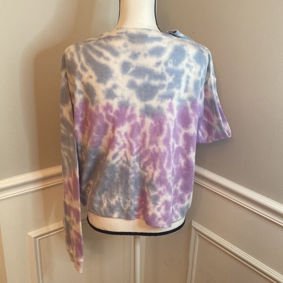 Tie Dye Crop Top Ribbed size Medium oversized Long Sleeve - Picture 2 of 5